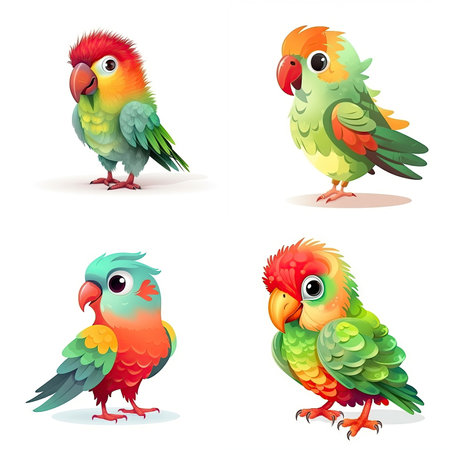 Cartoon character of Parrot bird, white backgroundの素材