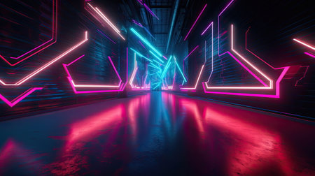 colorful neon wavy ribbons, spectrum lightの素材