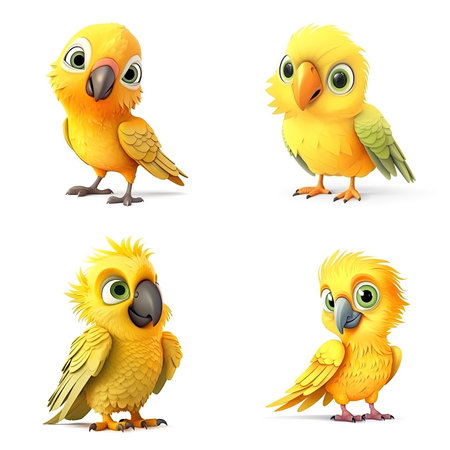 Cartoon character of Parrot bird, white backgroundの素材