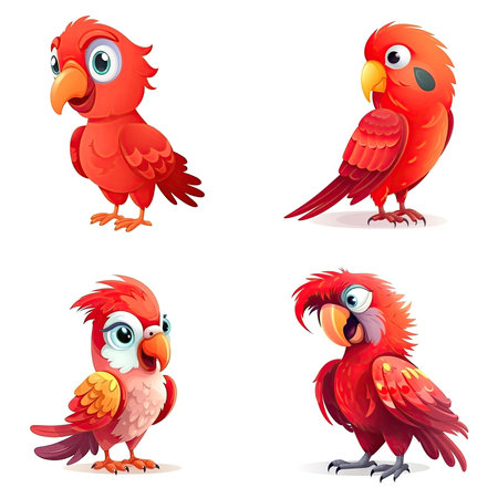 Cartoon character of Parrot bird, white backgroundの素材