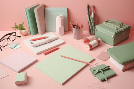 school items and elements learning study, flat design, Back to school conceptの素材