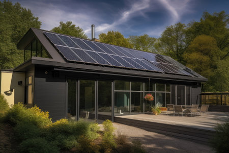 Solar cells on the roof, save the powerの素材