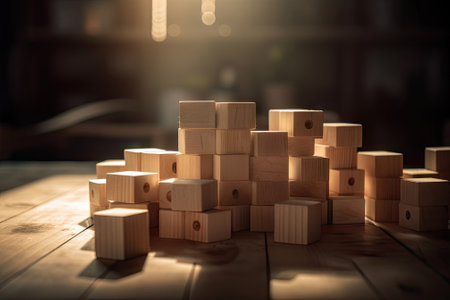 building wood blocks, plan and strategyの素材