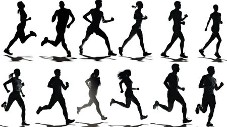 silhouette of runner white background, sportの素材