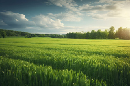natural landscape with green grass field, spring summer landscapeの素材