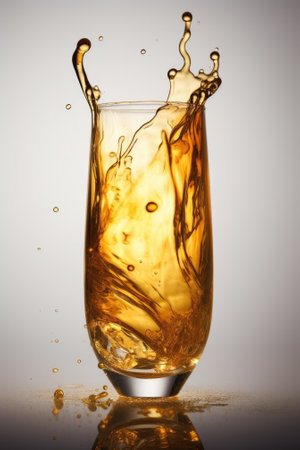 golden color liquid in transparent glassの素材