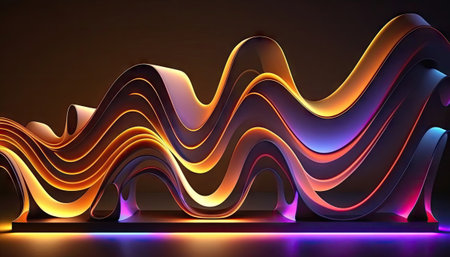 abstract background of colorful, line glowing in the dark, light wallpaperの素材