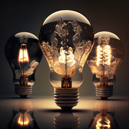 light bulb lamps , dark backgroundの素材
