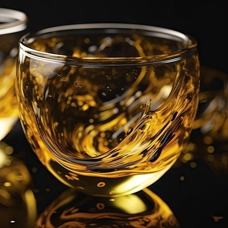 golden color liquid in transparent glassの素材