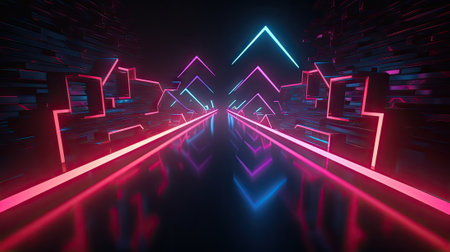 colorful neon wavy ribbons, spectrum lightの素材