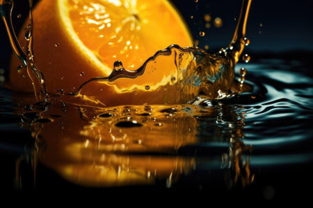 oranges fall in waterの素材