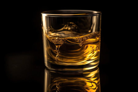 golden color liquid in transparent glassの素材