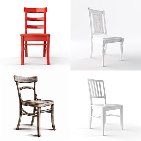 wood chair on white backgroundの素材