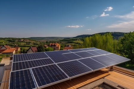 Solar cells on the roof, save the powerの素材