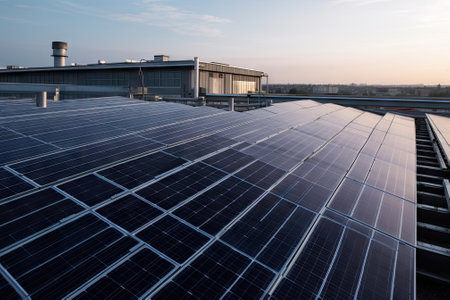 Solar cells on the roof, save the powerの素材