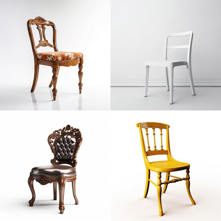 wood chair on white backgroundの素材