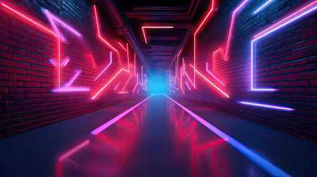 colorful neon wavy ribbons, spectrum lightの素材
