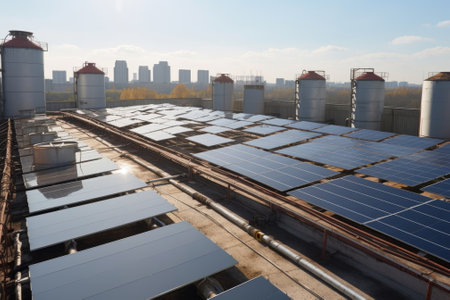 Solar cells on the roof, save the powerの素材