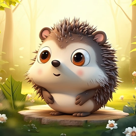 Cartoon character of cute hedgehogの素材