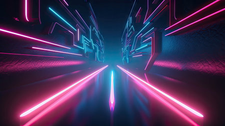 colorful neon wavy ribbons, spectrum lightの素材