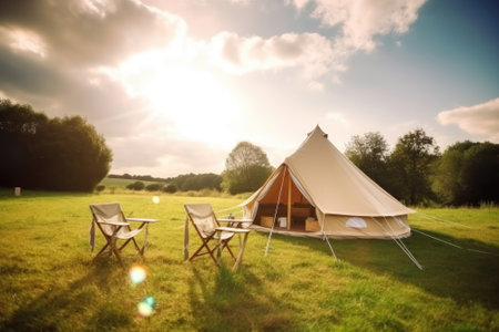 luxury camping in the beautiful countrysideの素材