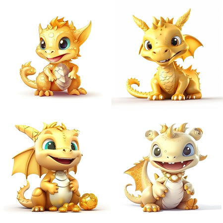 cartoon character of baby dragon, white backgroundの素材