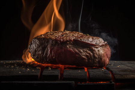 Beef steak on fireの素材