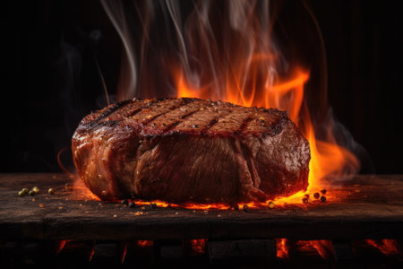 Beef steak on fireの素材