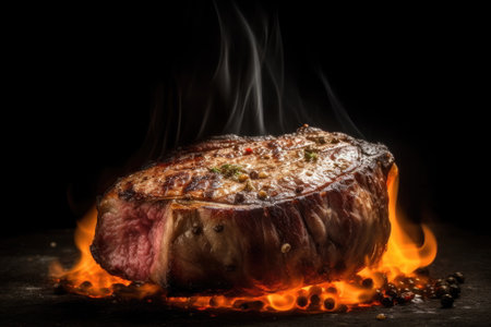 Beef steak on fireの素材