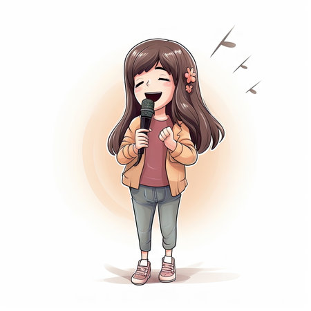 Cartoon character of singer girlの素材