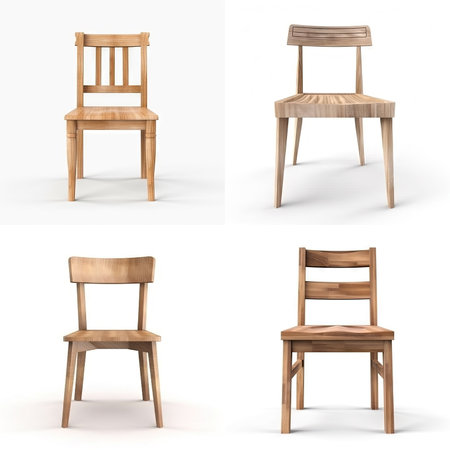 wood chair on white backgroundの素材