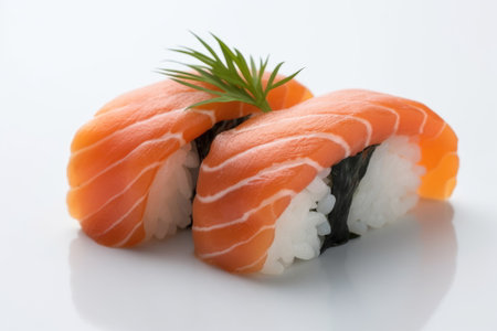 Salmon sushi, white backgroundの素材