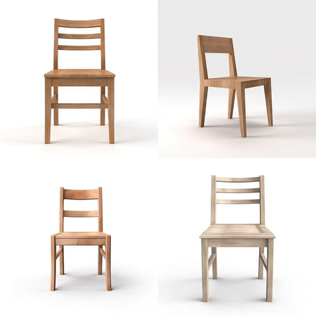 wood chair on white backgroundの素材
