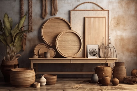Frame mockup with room interiorの素材