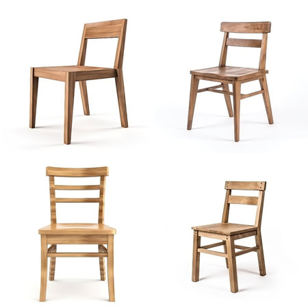 wood chair on white backgroundの素材