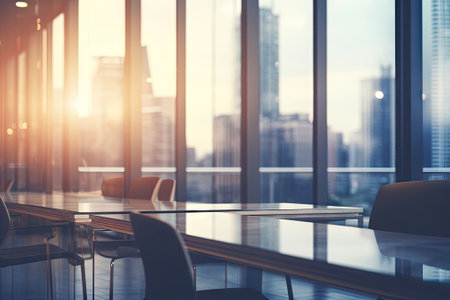 blurred background of a light modern office interiorの素材