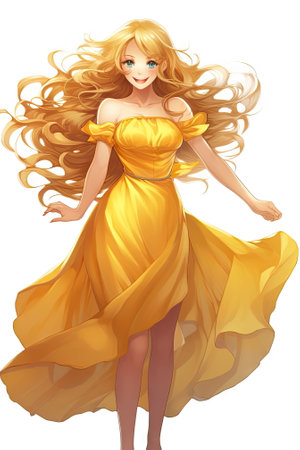 anime girl with long hairの素材