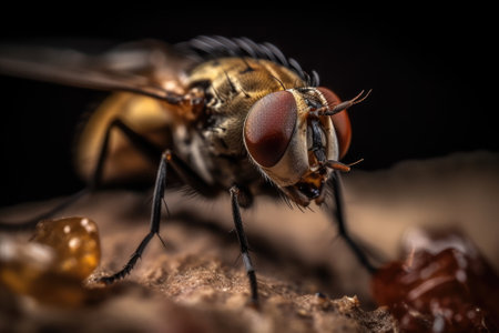 closeup dirty fly on foodの素材