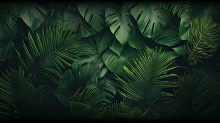 green palm leaves with copy spaceの素材