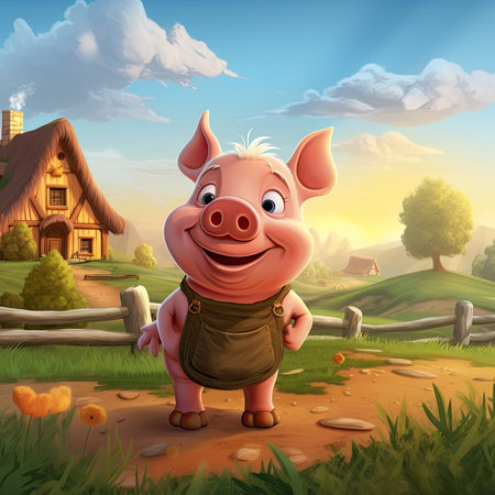 Cartoon character of pigの素材