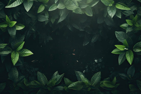 green palm leaves with copy spaceの素材