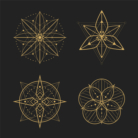 Gold geometry set design;vector illustrationのイラスト素材