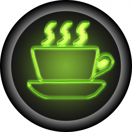 Glowing coffee button . is icon of coffeeの写真素材