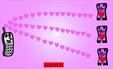 Love message from cell phone to many phoneのイラスト素材