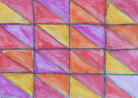 Colorful triangle mosaic background made by water colorの写真素材