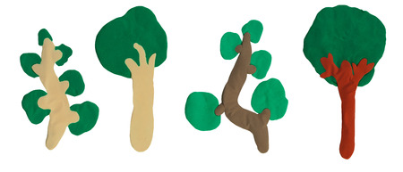 set of tree made from plasticineの写真素材