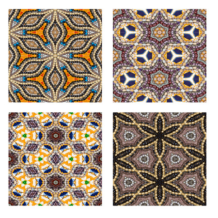 Set of colorful Rock and bead Saemless Mosaic backgroundの写真素材