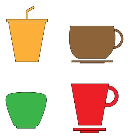 Set of coffee and tea cup iconのイラスト素材