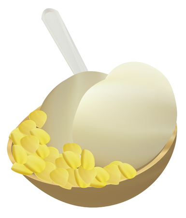 Coconut ice cream in coconut shell vector designのイラスト素材