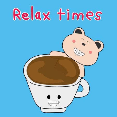 Bear in coffee concept coffee relax timeのイラスト素材